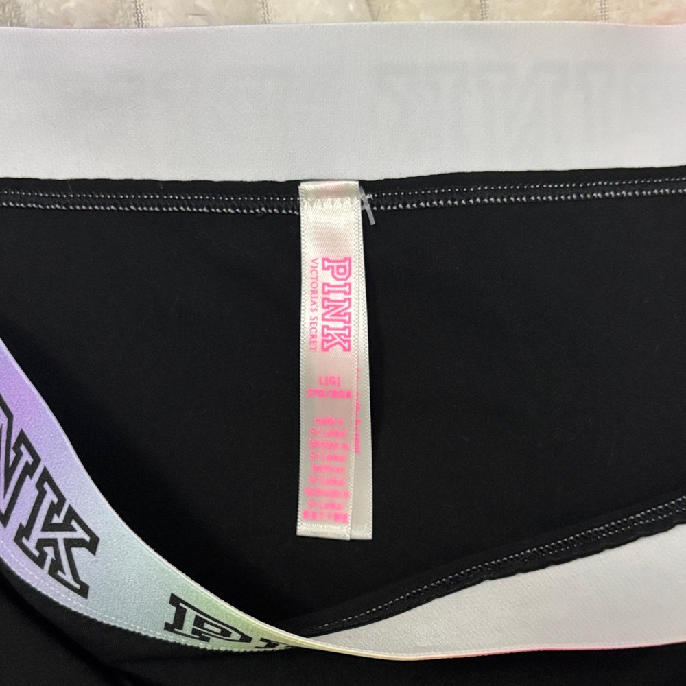 PINK Victoria's Secret Black Shorts with Multicolor Waistband - Picture 3 of 3